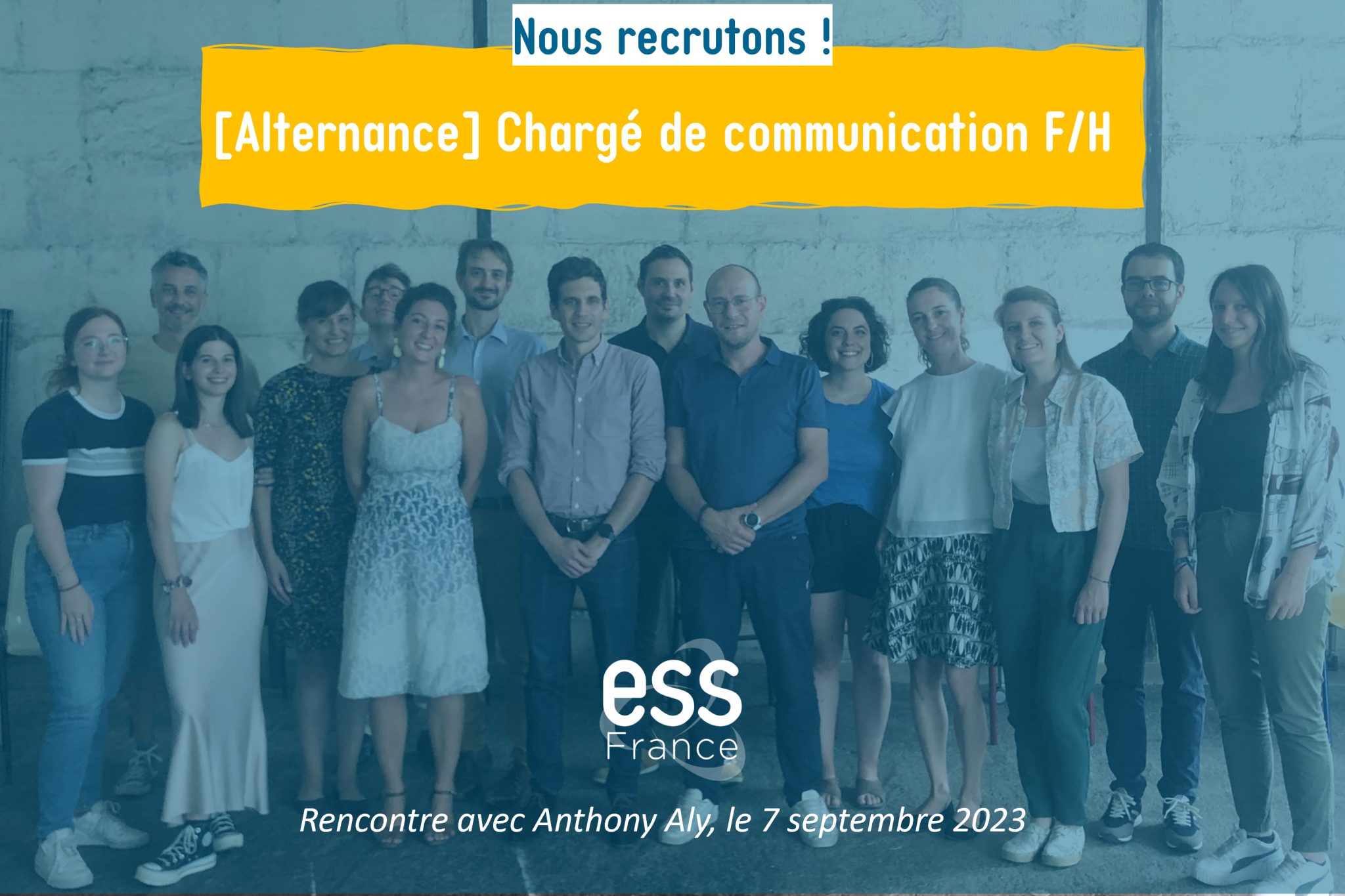 ESS France recrute une personne en alternance pour le poste de chargé.e de communication