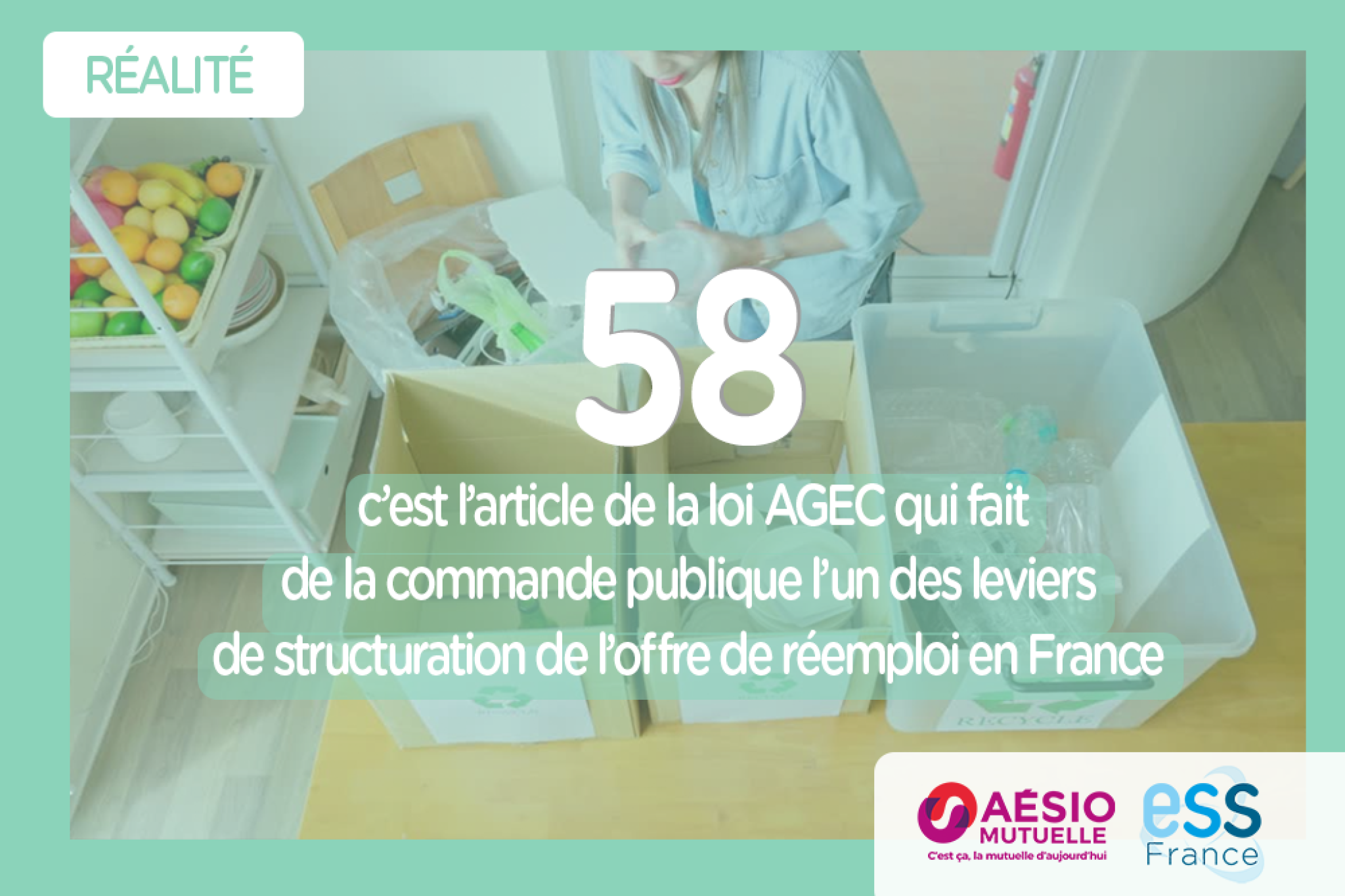 Chiffre de la semaine : 58 c'est l'article qui fait de la commande publique l'un des leviers de structuration de l'offre de réemploi en France